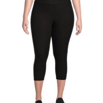 Terra and Sky Black High Rise Capri Leggings 0X (14W) NWT